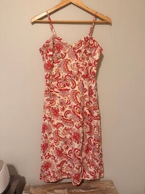 Jessica Simpson Cream Midi Dress with Red Paisley Print